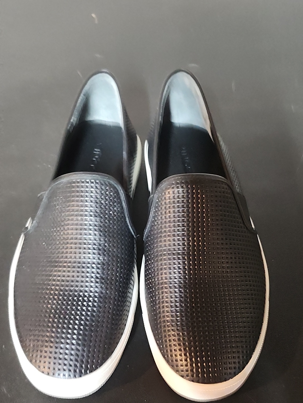 Vince Blair Black Slip-On Perforated Leather Sneakers